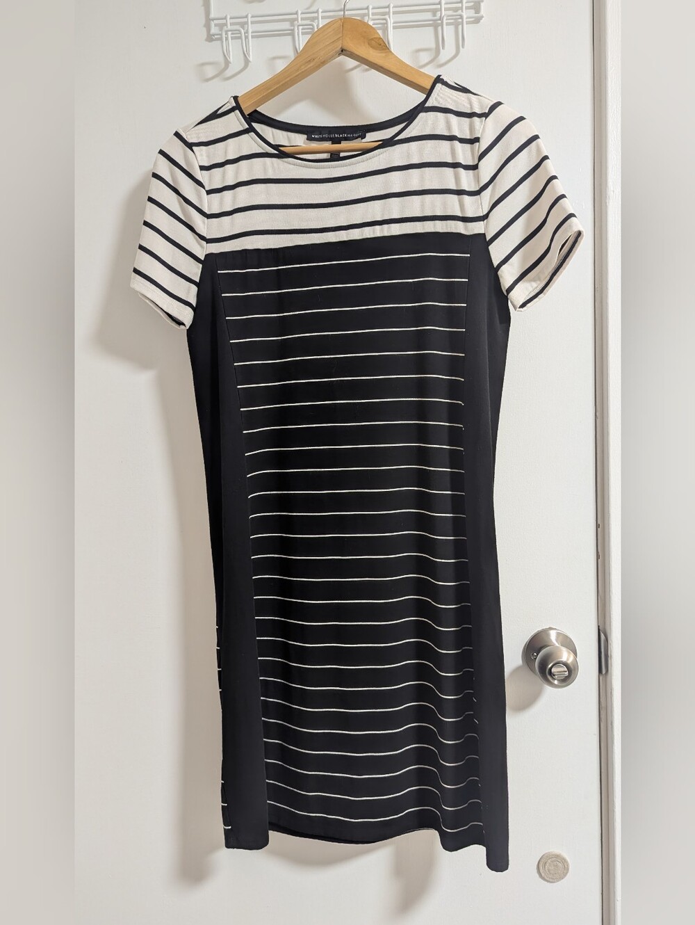 White House Black Market Black and White Striped Dress